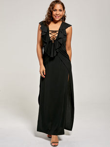 Lace Up High Split Dress - Kingz Court