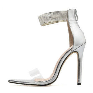 Crystal Ankle Strap High Heeled Sandals - Kingz Court