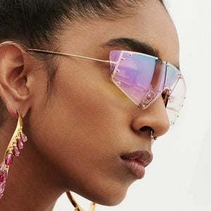 Fashion Rivet Cat Eye Sunglasses - Kingz Court