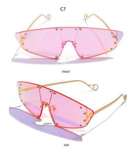 Fashion Rivet Cat Eye Sunglasses - Kingz Court