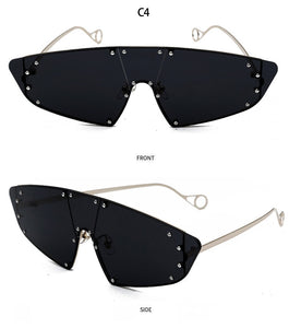 Fashion Rivet Cat Eye Sunglasses - Kingz Court