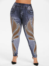 Load image into Gallery viewer, High Waisted 3D Jean Print Jeggings - Kingz Court