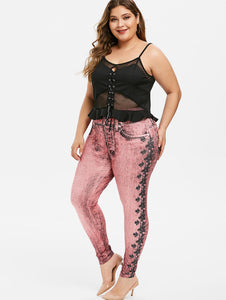 Floral Printed Plus Size Jeggings - Kingz Court