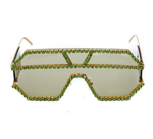 Diamond Pattern Oversized Square Sunglasses - Kingz Court