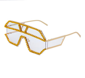 Diamond Pattern Oversized Square Sunglasses - Kingz Court