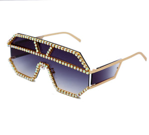 Diamond Pattern Oversized Square Sunglasses - Kingz Court