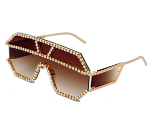 Diamond Pattern Oversized Square Sunglasses - Kingz Court