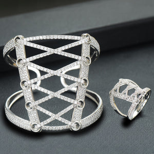 Wide Big Corset 2PCS Bracelets & Ring Sets - Kingz Court