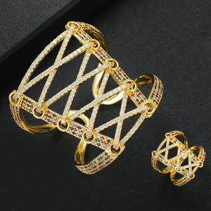 Wide Big Corset 2PCS Bracelets & Ring Sets - Kingz Court