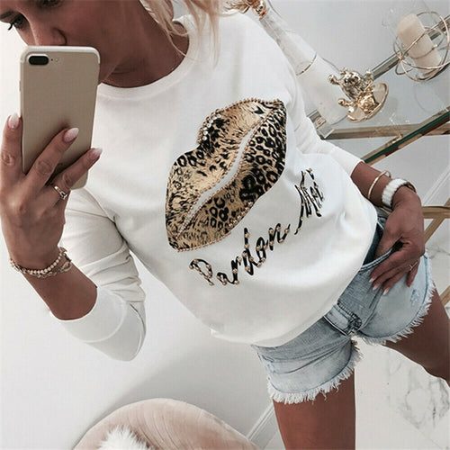 Leopard Lip Sweater T-shirt - Kingz Court