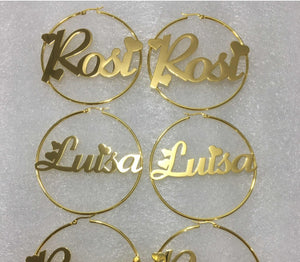 1Pair Custom Name Mix Match Hoop Stainless Steel Earrings - Kingz Court