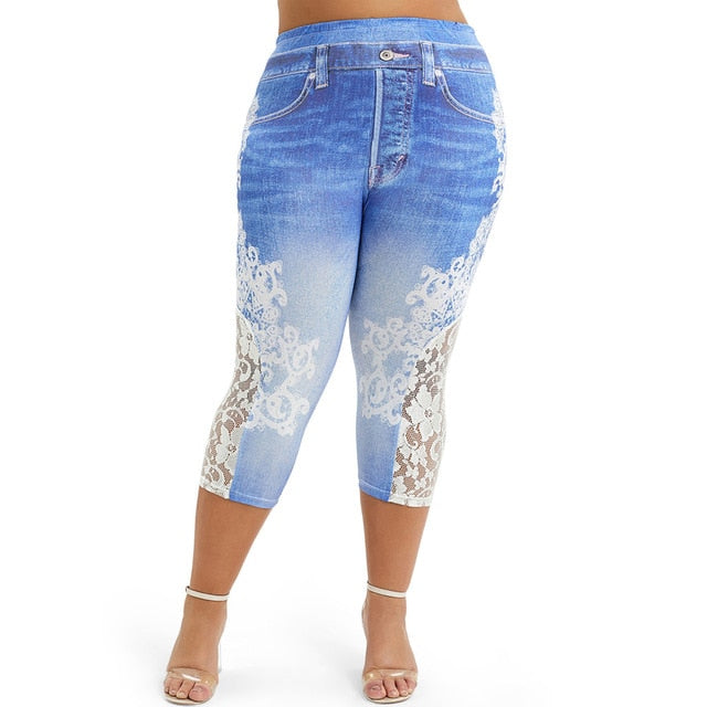 Capri Lace Printed Leggings - Kingz Court