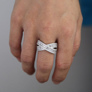 Cross Over Baguette Design Ring - Kingz Court