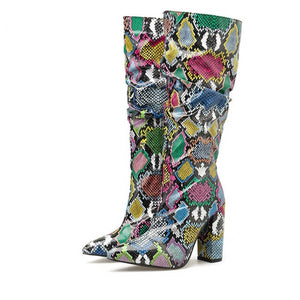 Colorful Snake Skin Boots - Kingz Court