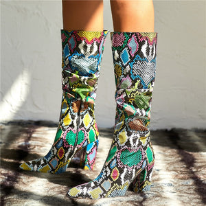 Colorful Snake Skin Boots - Kingz Court