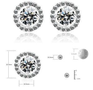 Real 925 Sterling Silver Zircon Circle Stud Earrings - Kingz Court