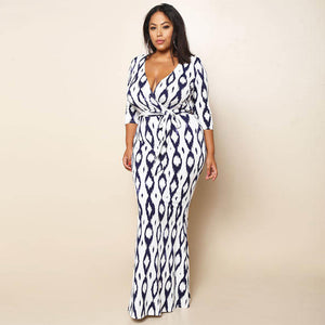 Wrap Deep V Neck Floor Length Dress - Kingz Court