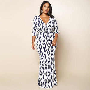 Wrap Deep V Neck Floor Length Dress - Kingz Court