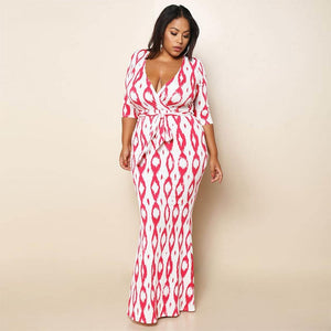 Wrap Deep V Neck Floor Length Dress - Kingz Court