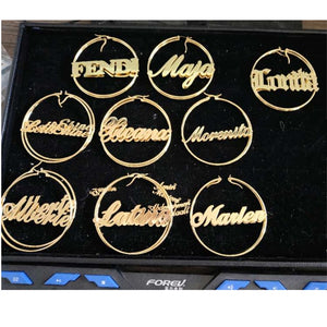 1Pair Custom Name Mix Match Hoop Stainless Steel Earrings - Kingz Court