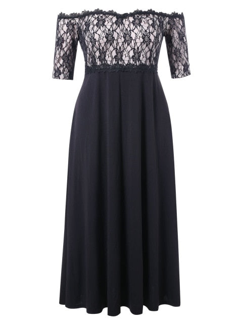 Lace Applique Floor Length Dress - Kingz Court