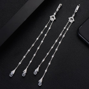 Super Long Cross Tassel Drop Earrings - Kingz Court