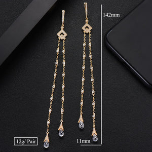 Super Long Cross Tassel Drop Earrings - Kingz Court