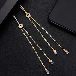 Super Long Cross Tassel Drop Earrings - Kingz Court