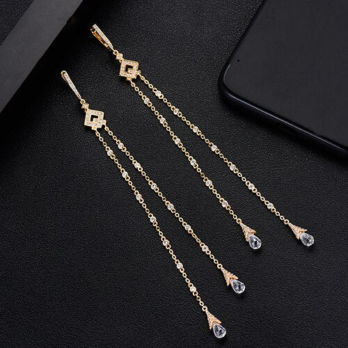 Super Long Cross Tassel Drop Earrings - Kingz Court