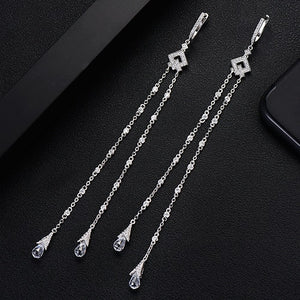 Super Long Cross Tassel Drop Earrings - Kingz Court